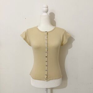 motel rocks butter yellow buttoned ribbed top